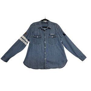 Tennessee Embroidered Denim Shirt XXL Long Sleeve Western Patches